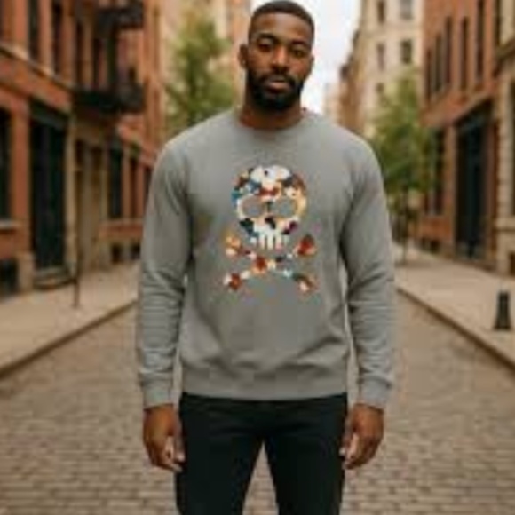 NWT ROBERT GRAHAM MENS LONG SLEEVE KNOCKOUT TEE SHIRT SKULL GRAPHIC SIZE 2XL - Picture 1 of 5